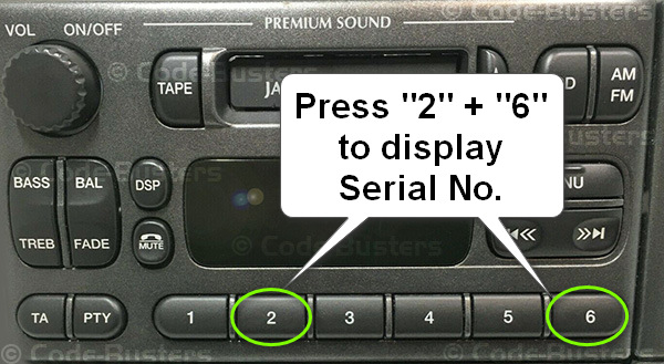 Press numbers 2 and 6 to display the serial number on screen